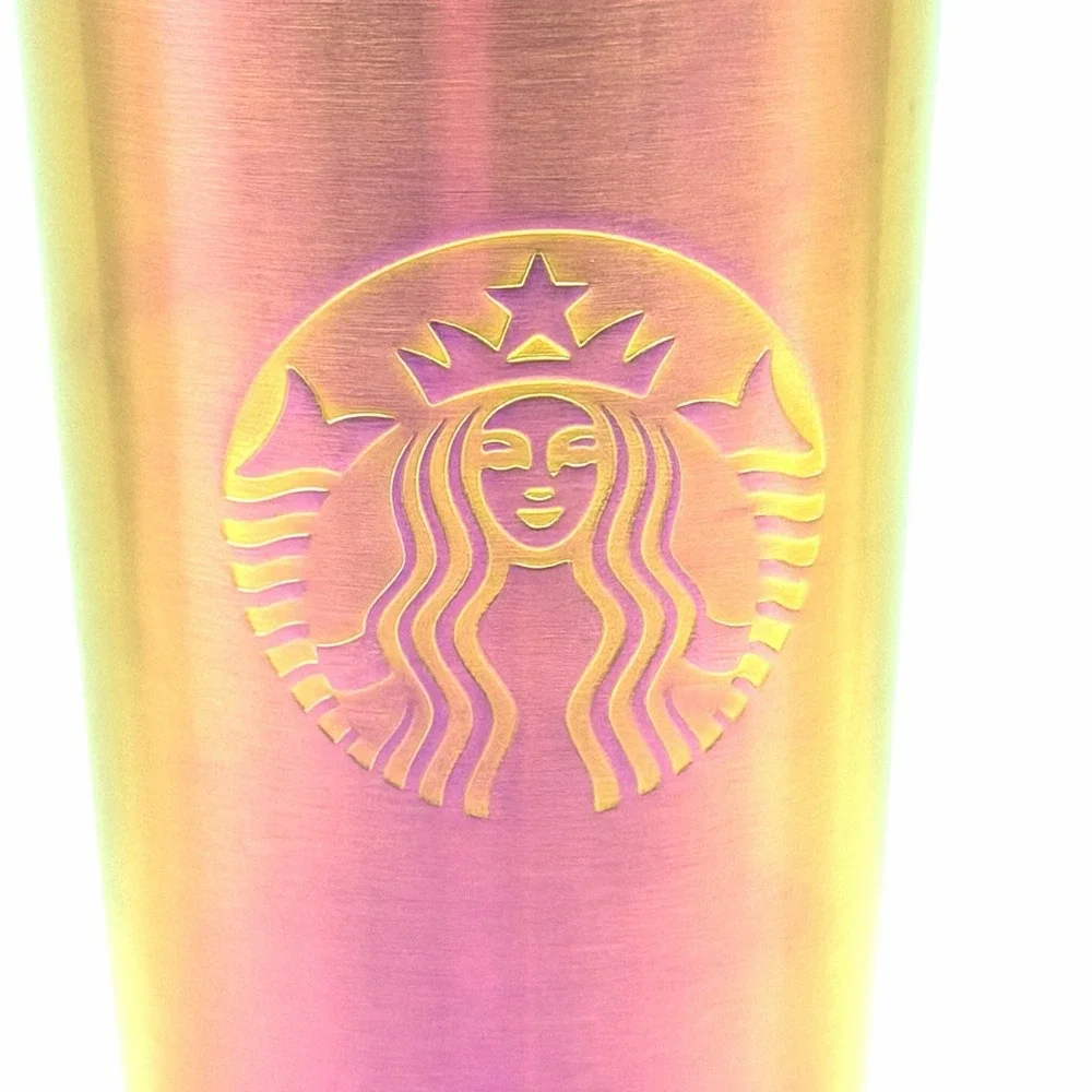 Starbucks 24oz Iridescent Stainless Steel Cold Cup Tumbler‎ Venti with Straw